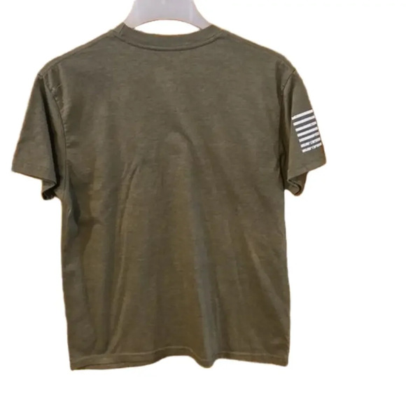Steel Apparel USA Short Sleeve Tee Army Green w/ Flag on Sleeve Unisex Size M - Picture 2 of 6